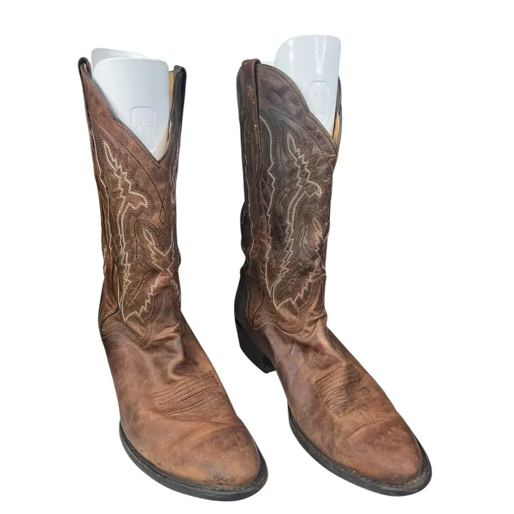 J,B. Dillon Men’s Brown Leather Western Cowboy Boots Size US 12 EE